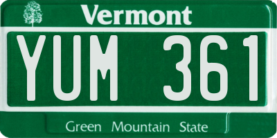 VT license plate YUM361