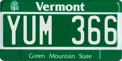VT license plate YUM366