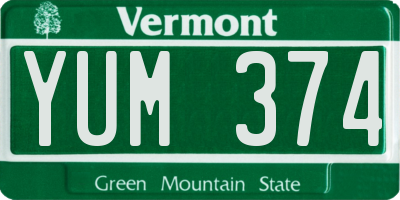 VT license plate YUM374