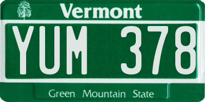 VT license plate YUM378