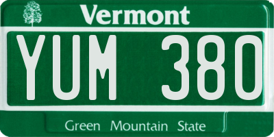 VT license plate YUM380
