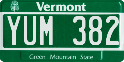 VT license plate YUM382