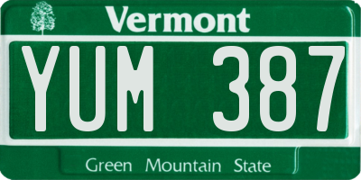 VT license plate YUM387