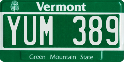 VT license plate YUM389