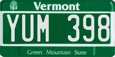 VT license plate YUM398