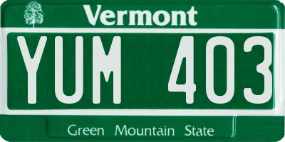 VT license plate YUM403