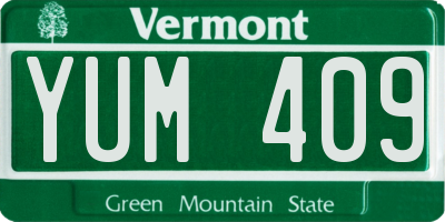 VT license plate YUM409