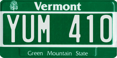 VT license plate YUM410