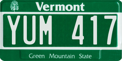 VT license plate YUM417