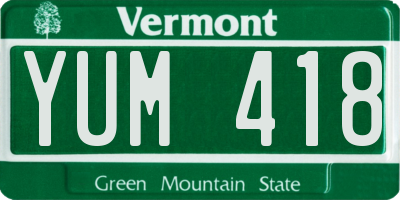 VT license plate YUM418