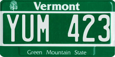 VT license plate YUM423
