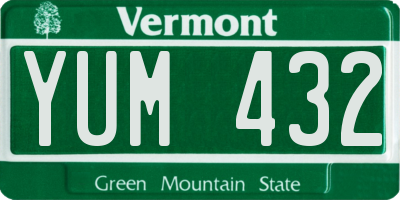 VT license plate YUM432