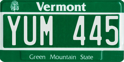 VT license plate YUM445
