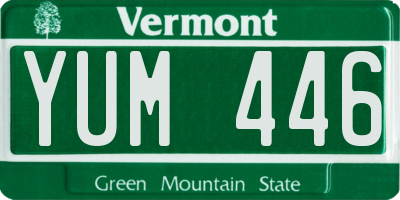 VT license plate YUM446