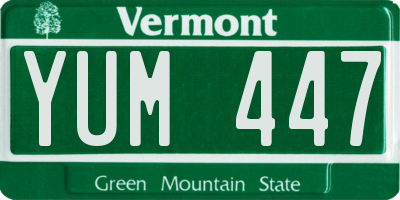 VT license plate YUM447