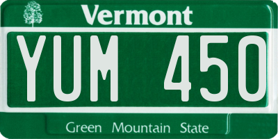 VT license plate YUM450