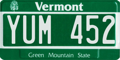 VT license plate YUM452
