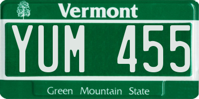 VT license plate YUM455
