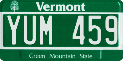 VT license plate YUM459
