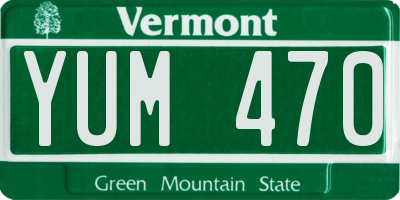 VT license plate YUM470