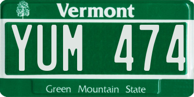 VT license plate YUM474