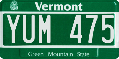 VT license plate YUM475