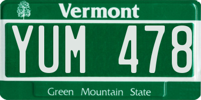VT license plate YUM478