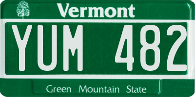 VT license plate YUM482