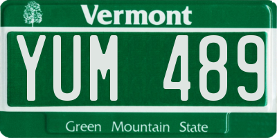 VT license plate YUM489