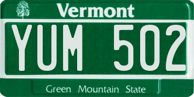 VT license plate YUM502