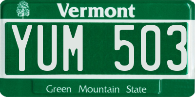 VT license plate YUM503