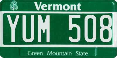 VT license plate YUM508
