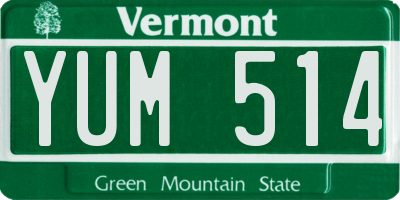VT license plate YUM514