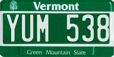 VT license plate YUM538