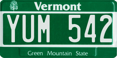 VT license plate YUM542