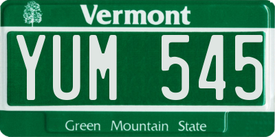 VT license plate YUM545