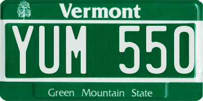 VT license plate YUM550