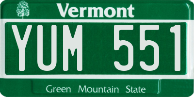 VT license plate YUM551
