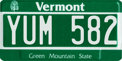 VT license plate YUM582
