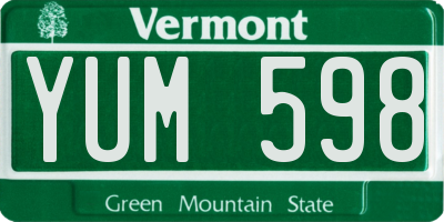 VT license plate YUM598