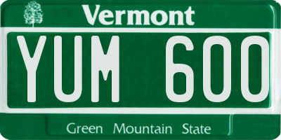 VT license plate YUM600
