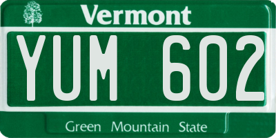 VT license plate YUM602