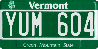 VT license plate YUM604