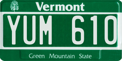 VT license plate YUM610
