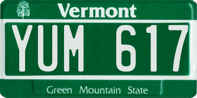 VT license plate YUM617