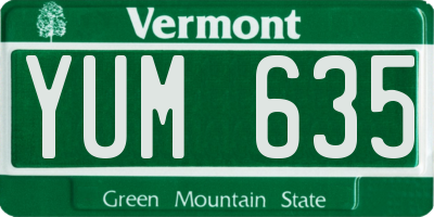 VT license plate YUM635