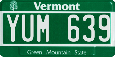 VT license plate YUM639