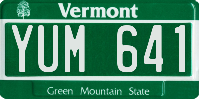 VT license plate YUM641