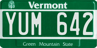 VT license plate YUM642