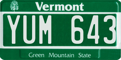 VT license plate YUM643